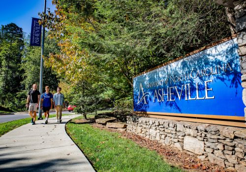 Students walking near UNC Asheville